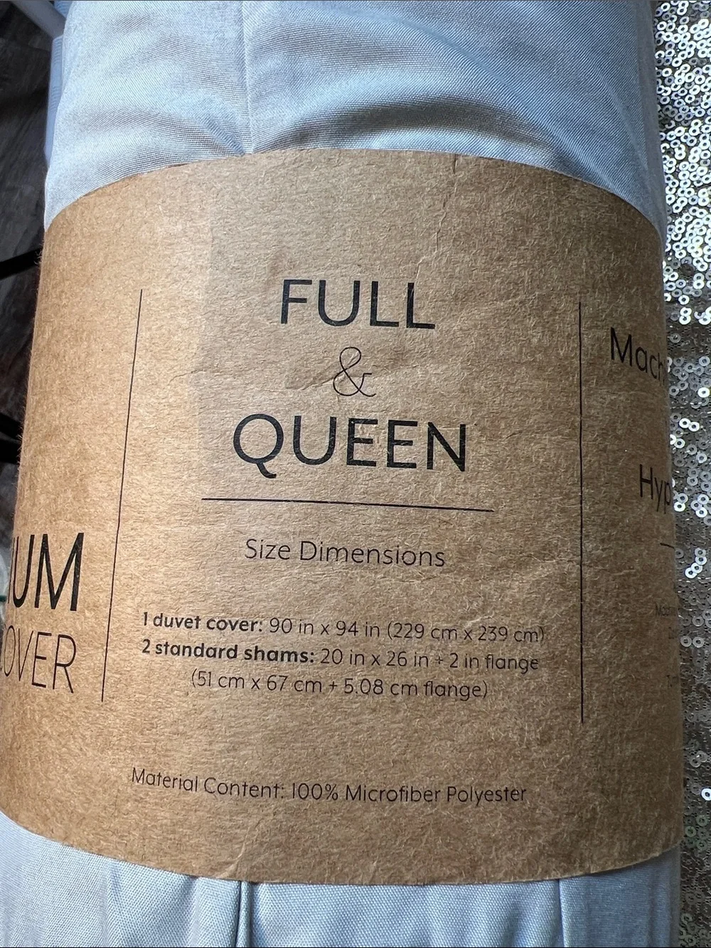 Full & Queen Microfiber Duvet Cover Set - Light grey